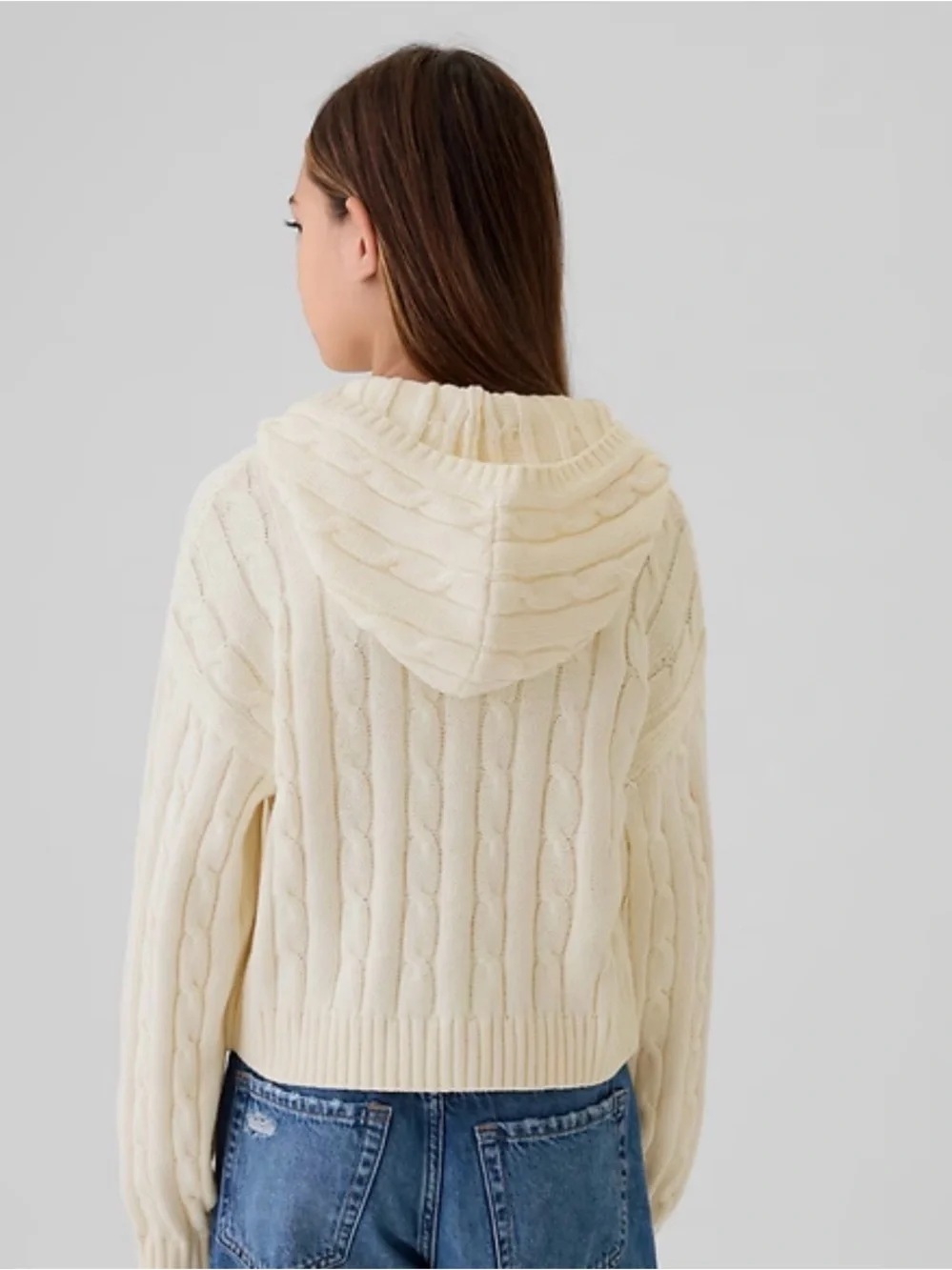 GAP Cream Cable-Knit Hoodie Sweater NWT